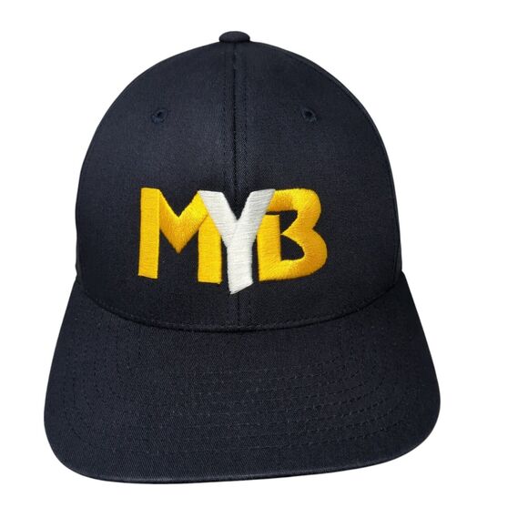 MYB Fitted Hat Blue 7 3/8-8 Solid Embroidered Flexfit Pacific Headwear - Picture 1 of 10